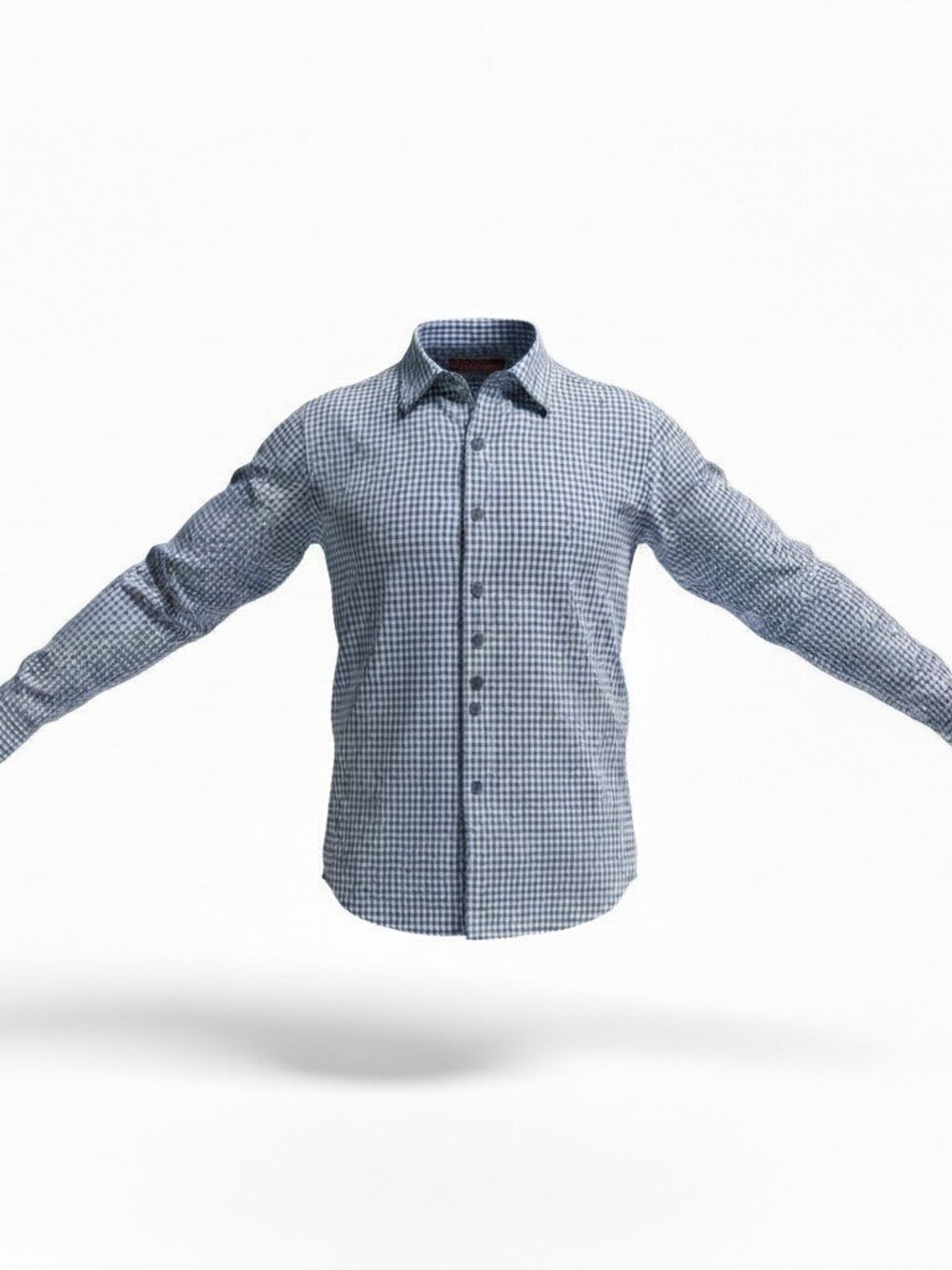 Report Collection Button Down Shirt Size L Navy Micro Gingham — GUC